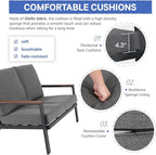 Soleil Jardin Aluminum Patio Furniture Loveseat, Outdoor 2 Seats Sofa Couch with FSC Certified Solid Wood Top, Outdoor Conversation Set Deep Seating Loveseat w/Removable Cushion, Dark Grey