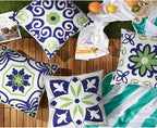 Pyonic Set of 4 Outdoor Pillow Covers 20x20 Waterproof Decorative Throw Pillow Covers Floral Printed Farmhouse Boho Pillowcase for Patio Funiture Garden Navy Blue