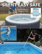 KOKIDO Rechargeable Handheld Hot Tub Spa Pool Vacuum, IPX8, Aluminum Pole and 2 Brush Heads, Ideal for Inflatable, Above Ground & Pools up to 20ft, 60-min Cordless Spot Cleaning Sand and Debris XV110