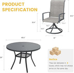 VICLLAX 5 Pieces Patio Dining Set - 41.2" Round Outdoor Table and Swivel Padded Chairs, Grey Tabletop and Grey Fabric