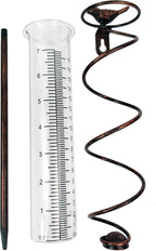 JOYBee 7inch Capacity Glass Spiral Rain Gauge,Cast Iron Bird Hanging Rain Gauge,Garden Rain Water Meter Measuring with Metal Frame,Decoration for Outdoor Garden Lawn Backyard