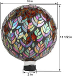 Lily's Home Colorful Mosaic Glass Gazing Ball, Designed with a Stunning Holographic Petal Mosaic Baroque Splendor Pattern to Bring Color to Any Home and Garden, Silver & Purple (10 Inches Dia.)