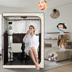 2 Person Portable Full Spectrum Infrared Sauna, Full Size Large Space Spa Tent with Remote Control,1600W Fast Heating, Foldable Chairs & LED Therapy Light, Home Spa for Relaxation (47.2"x35.4"x63")