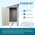 4X8 FT Outdoor Storage Shed W/ 2 Windows & Floor Frame,Lean to Shed W/Reversible Installation,Metal Garden Tool House W/Air Vents,Lockable Door & Sloped Roof,for Backyard Patio Lawn,Gray