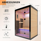 Sauna Infrared Far Infrared Sauna for Home 2 person Sauna with Hemlock Wood 2160W Dry Sauna for Home 2 Person Infrared Sauna Low EMF Indoor Sauna for Two Person in Home Sauna with Bluetooth Speakers