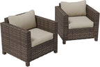COOS BAY Lanai Chic Outdoor Chair Set of 2, Deep Seating Patio Chairs, Modern Outdoor Armchairs, 2 Pieces, Brown/Beige