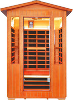 Outdoor Sauna 2 Person Far Infrared Sauna with LED Beauty Lamp Dry Spa Room Low-EMF 2080W 110V Bluetooth Speakers 48.8"x38.2"x81.9"