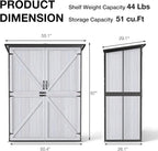 Outdoor Storage Shed with Floor, Waterproof Storage Cabinet with Metal Frame, Adjustable Shelves, Garden Shed for Backyard Garden Patio Lawn - White