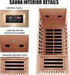1 Person Infrared Sauna, Home Sauna, Hemlock Wood Far Infrared Sauna, 1,200watt, Low EMF FAR Infrared with Bluetooth, LCD, LED Lights, for Home Indoor