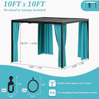 Gazebo Universal Replacement Privacy Curtain,10'×10' Gazebo Outdoor Waterproof Curtains, 4-Panels Sidewall Curtains with Double Zipper for Patio Canopy, Garden and Backyard (Curtain Only)