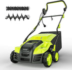 16-Inch Electric Dethatcher and Scarifier, YERYORK 2-in-1 Scarifier and Lawn Dethatcher with Powerful 15.5 AMP Motor 14.5Gal Collection Bag 5-Position Depth Foldable Handle for Lawns(Dark Green)