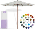 Midtown Umbrellas The Wooden 9 Feet Patio Umbrella With Terylast Off Cream (Off White) Polyester Fabric - Aluminum Frame Market Umbrella For Backyard, Deck, Garden, Pool - Wooden Pole