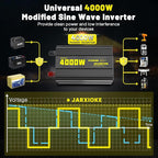 4000 Watt Modified Sine Wave Power Inverter, 12V DC to AC 110V/120V (Peak) 8000W Converter 3 Outlet Car Inverter with Remote Control and LED Display 3.4A USB Port