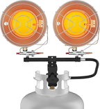 ThermoMate Propane Tank Top Heater 30000 BTU With Tip-over Protection, Portable Dual Burners With Adjustable Heat Settings for Camping, Garage, Ice Fishing, Golf Cart
