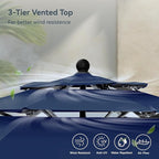 PHI VILLA Outdoor Dining Furniture Set with Umbrella, Patio Dining Set for 4 with Metal Outdoor Table and Chairs, Patio Table Set with Portable Folding Patio Chairs & Patio Umbrella, Blue