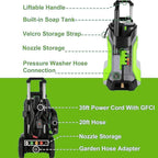 5000PSI Pressure Washer 4.0GPM High Power Washer with M22-14mm Pressure Hose 33FT,Powerwashers with 1/4" QC Compatible Surface Cleaner, 5 Nozzle and Soap Bottle for Home,Car,Patio (Green)