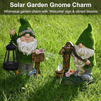 VINIUSIKI Solar Garden Gnome Statues with Lantern Light, Easter Outdoor Decorations for Porch Patio, Gifts for Women and Men, Decorative Resin Statue for Outdoor Patio Yard