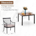 Sophia & William 5 Pcs Patio Furniture Outdoor Dining Set, Metal Patio Table and Chairs, Adjustable Umbrella Hole & Seat Cushion, Weather Resistant Patio Conversation Bistro Set for Yard Deck