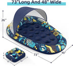 3-in-1 Pool Floats with Canopy Cup Holder, Large 73" x 48" Pool Floats Adults Heavy Duty, Inflatable Lounger Raft Floating Chair with Backrest, Swimming Pool Lake Beach Pool Party