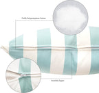 Decorative Patio Throw Pillows Pack of 2 Water Resistant Pillow Set of 2(18" x 12") Double Printed Rectangle Pillow for Outdoor Sofa&Chair,Light Blue Stripes