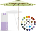 Midtown Umbrellas Wooden 2-9 Feet Outdoor Patio Umbrella, Terylast Green & White Stripes Fabric, Aluminum Frame For Backyard Umbrella, Deck Umbrella, Garden Umbrella & Pool Umbrella - Wooden Pole