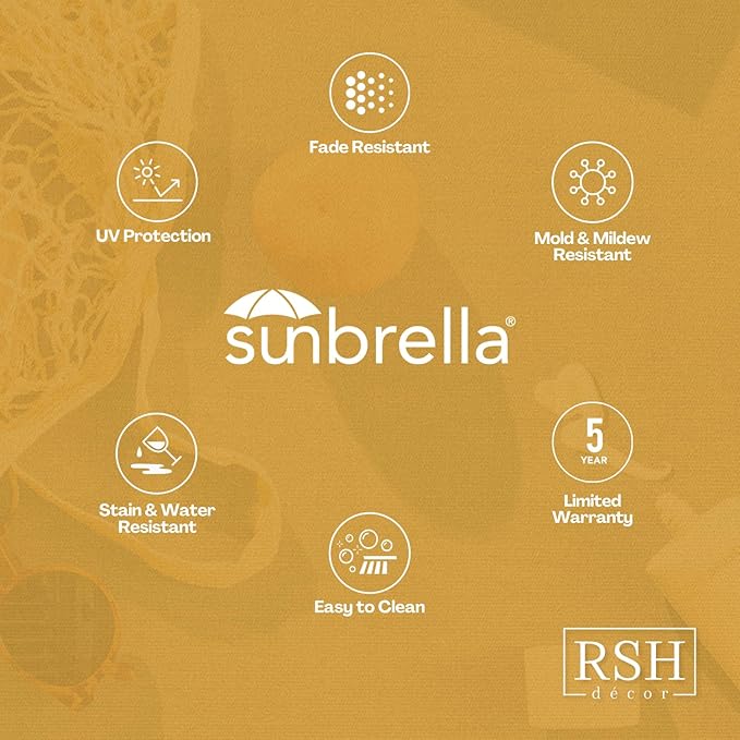 RSH DECOR: Sunbrella Square Throw Pillows Set of 2 | 24" x 24" | Water and Fade-Resistant Performance Fabric | Outdoor Pillow Covers with Down-Alternative Inserts | Canvas Rust