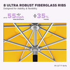 Midtown Umbrellas Push Pop Sunbrella Umbrella 10 Feet Large Outdoor Umbrella With Yellow Acrylic Fabric - Deck Patio Umbrella, Backyard Umbrella, Garden Umbrella & Pool Umbrella - Black Pole