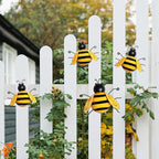MorTime 4 Pack Metal Bee Wall Art Sculptures Garden Decorations, Hanging Bee Wall Decor Indoor Outdoor Garden Yard Lawn Decor