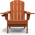 SERWALL Adirondack Chair with Cup Holders - Composite Adirondack Chairs Set of 6 HDPE Outdoor Chairs All Weather Use- Orange