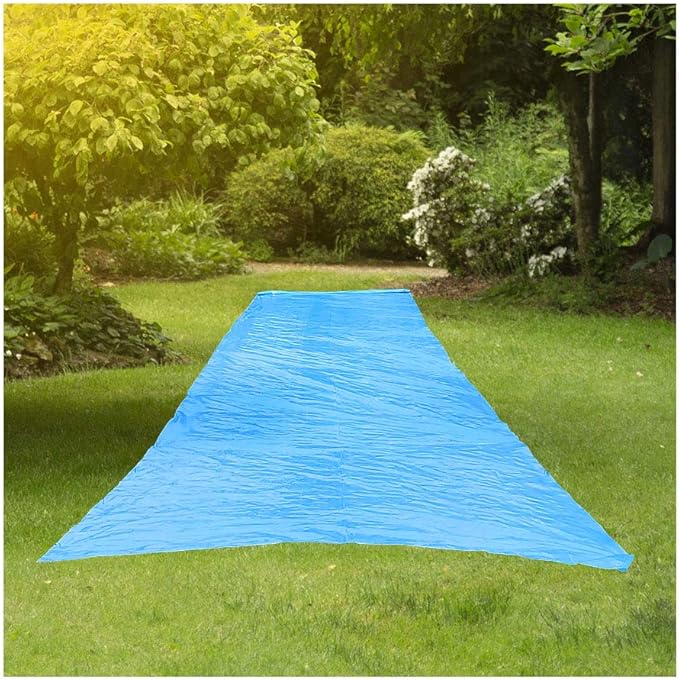 RESILIA - Super Slip Lawn Water Slide Extreme, 150 Feet Long x 12 Feet Wide, for Adults and Teens, Powder Blue with Hold Steady Stakes, Made in The USA