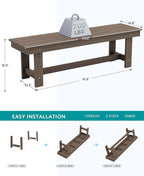 SERWALL Outdoor Dining Set for 6, HDPE Furniture Set with Umbrella Hole, All Weather Bench & Chairs, Coffee Table