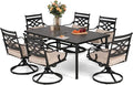 Sophia & William Swivel Patio Dining Set for 6, Outdoor Table and Chairs, Removable Seat Cushions, 64" Black Patio Dining Table
