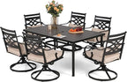 Sophia & William Swivel Patio Dining Set for 6, Outdoor Table and Chairs, Removable Seat Cushions, 64" Black Patio Dining Table