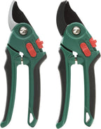 Yocada Garden Pruning Shears 2 Pack Garden Clippers Steel Shears Scissors for Gardening Sharp Handheld Heavy Duty Hedge Plant Branch Clippers Scissors Pruners Tools