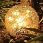 TOMEX Solar Garden Lights, Cracked Glass Ball Waterproof Warm White LED for Outdoor Decor Decorations Pathway Patio Yard Lawn, 1Pack (3.9")