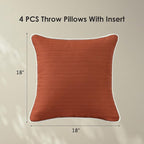 Decorative Outdoor Water Repellent Throw Pillows with Inserts, Set of 4, 18" x18" Pillows for Patio, Backyard, Bed, Couch, and Patio Furniture, Tangerine