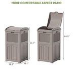 Patiowell 36 Gallon Outdoor Trash Can, Resin Outdoor Garbage Can with Lid for Patio, Backyard, Deck, Light Brown （2 Pack）