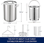 ARC 32QT Stainless Steel Stockpot with 200,000BTU Propane Burner, Seafood Boil Pot and Burner with Basket and 36 Inch Mix Spoon, Cookware for Crawfish Crab Shrimp Boil, Turkey Fryer, Tamale Steamer