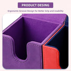 Magic Card Deck Box for MTG Single Deck Card Box fits 100+ TCG Sleeved Cards Soft Leather Card Box Top loading Card Boxes Magic Gift for MTG TCG CCG (Vertical,Purple)