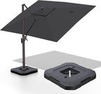 9' X 12' Cantilever Patio Umbrella with Base Included 360°Rotation Rectangular Outdoor Large Offset Umbrellas Heavy Duty Windproof for Garden Deck Pool, Grey