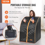 VEVOR Infrared Portable Sauna Tent, 1050W Personal Sauna Kit for Home Spa, Heated Body Therapy, Time & Temperature Remote Control with Chair & Floor Mat & Storage Bag, Black, 2.2’x 2.6’x 3.2’