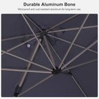 PURPLE LEAF Patio Umbrella with Base Included, 10‘×13’ Outdoor Aluminum Cantilever Umbrella with 360° Rotation, Aluminum Large Offset Umbrella for Outdoor Garden Pool, Light Grey