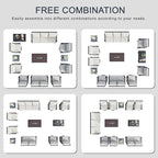 12 Pieces Outdoor Patio Conversation Sets with All Weather Cushions, Metal 3-Seater, 4 Swivel Rockers, 2 Single Chairs, 1 Loveseat, 2 Side Tables, 1 Coffee Table, 1 Fire Pit Table for Backyard, Beige