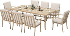 HAPPATIO Aluminum 9 Piece Patio Dining Set - Aluminum Outdoor Dining Set for 8, Patio Dining Table and Chairs Set, Patio Furniture with Table and Chairs (Beige)
