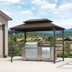 PURPLE LEAF 6.5' X 10' Hardtop Grill Gazebo for Patio Permanent Metal Roof with 2 Side Shelves Deck Yard Tent Aluminum Garden Outside Sun Shade Outdoor BBQ Canopy