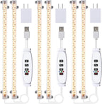 LED Grow Light Strips, Full Spectrum 3500K Plant Growing Lights for Indoor Plants, Plant Lamp for Hydroponics Succulent with 3/9/12H Timer, 10 Dimmable Levels, 3 Head 13 Inches (2 Strip 3 Pack)
