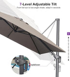 PURPLE LEAF 10' X 10' Swivel Outdoor Patio Aluminum Umbrella with Base Left-right Tilting Cantilever Offset Umbrella with UV Resistant Heavy Duty Fabric for Deck Pool Patio Backyard, Ash Mocha