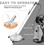 18" Pressure Washer Surface Cleaner with 4 Wheels, Stainless Steel Power Pressure Washer Attachment for Driveway Concrete Patio Cleaning, 2 Extension Wand Accessories, 1/4" Quick Connect, 4000PSI