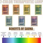 Homsido 2-3 Person Indoor Infrared Sauna, 11 Low EMF Far Infrared Carbon Panel Hemlock Wood Sauna Room Indoor Home Sauna with Tempered Glass Door,Bluetooth Speakers, Chromotherapy Lights(110V, 2100W)