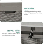 YITAHOME 60 Gallon Outdoor Storage Box, Large Water Resistant Resin Deck Box, Indoor Outdoor Lockable Rattan Storage Container for Patio, Garden, Cushions, Tools, Equipment (Taupe)